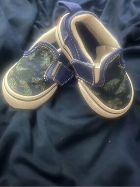 Vans Navy Floral Toddler Hook-and-Loop Slip-Ons